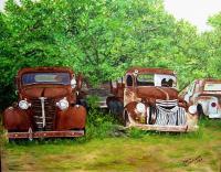 Vehicles - Medina Truck Stop - Oil On Canvas