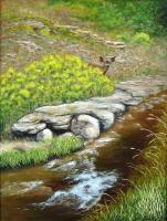 Landscapes - Beside A Mountain Stream - Oil On Canvas